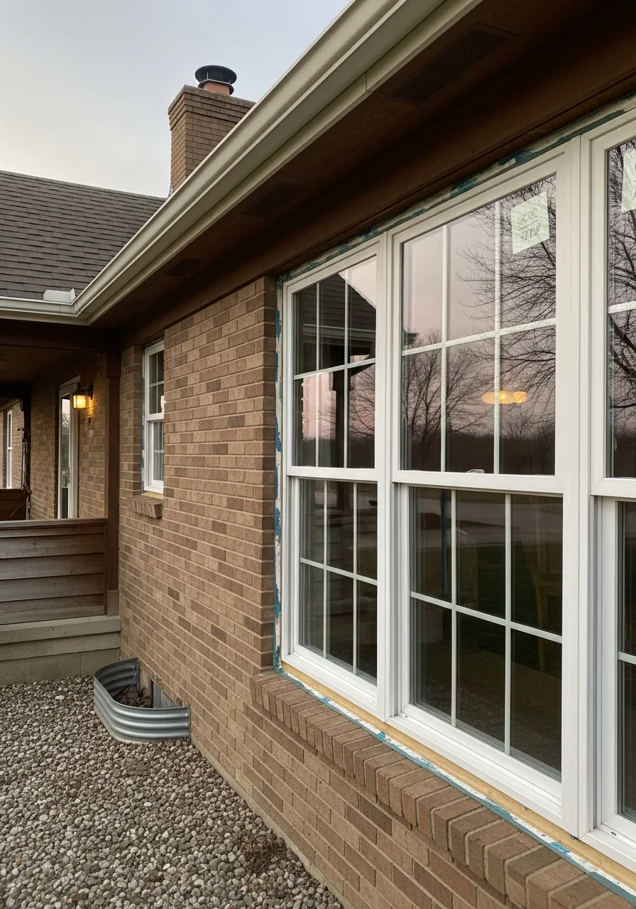 Modern window installation on traditional Alamo area home exterior