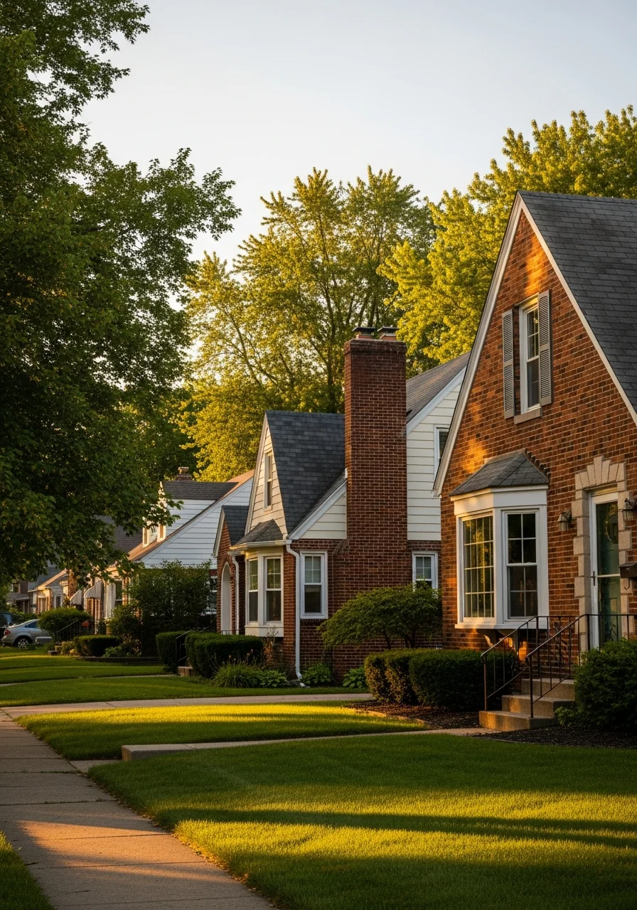 Exterior view of Darlington neighborhood with well-maintained homes